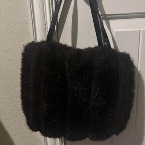 Faux fur black shoulder bag